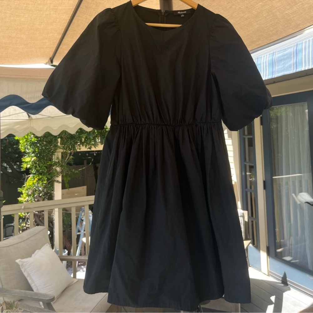 Madewell Black Puff Sleeve Dress